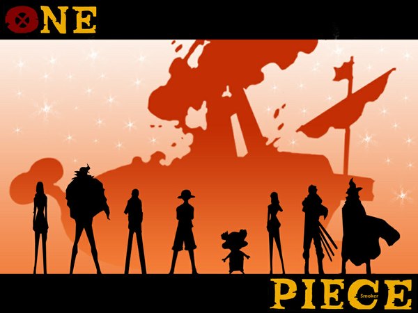 Anime picture 1024x768 with one piece toei animation nami (one piece) monkey d. luffy nico robin roronoa zoro sanji tony tony chopper usopp franky going merry multiple girls multiple boys copyright name group silhouette 6+ boys girl boy weapon