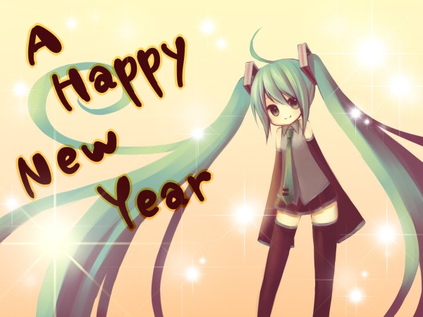 Anime picture 1200x900 with vocaloid hatsune miku new year happy new year girl