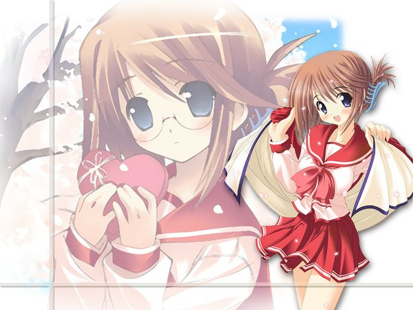 Anime picture 1024x768 with to heart 2 leaf (studio) komaki manaka wallpaper uniform school uniform glasses