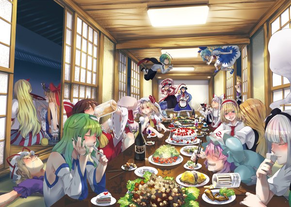 Anime picture 1687x1200 with touhou hakurei reimu flandre scarlet remilia scarlet kirisame marisa konpaku youmu yakumo yukari kochiya sanae saigyouji yuyuko shameimaru aya alice margatroid cirno hinanawi tenshi myon fujiwara no mokou ibuki suika nagae iku mizuhashi parsee hoshiguma yuugi wriggle nightbug