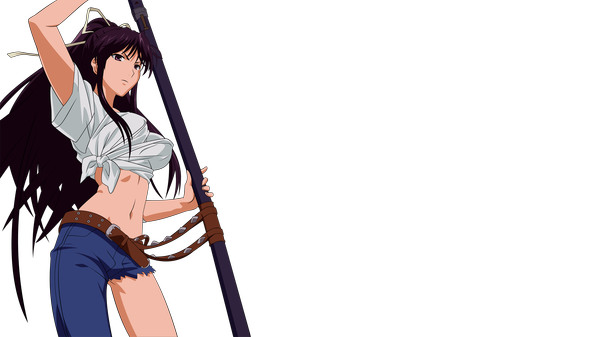 Anime picture 1920x1080 with to aru majutsu no index j.c. staff kanzaki kaori single long hair highres breasts black hair wide image looking away transparent background shirt lift girl navel