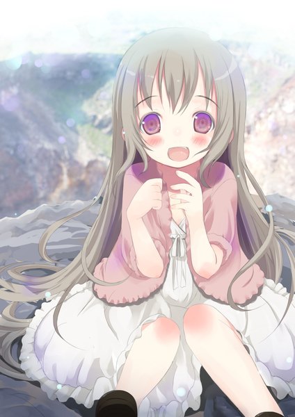 Anime picture 2893x4092 with original shiro (octet) long hair tall image blush highres open mouth purple eyes absurdres grey hair loli girl dress