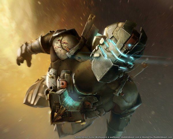 Anime picture 1280x1024 with dead space isaac clark single flying space boy armor helmet