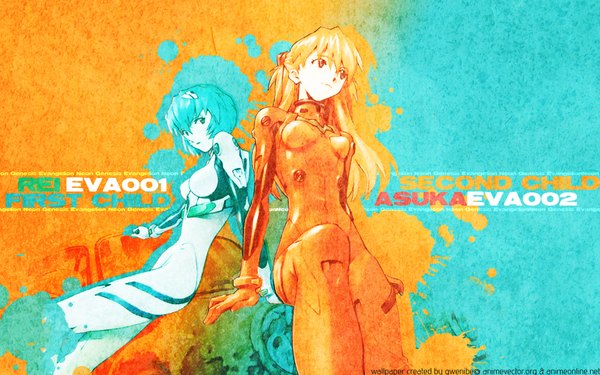 Anime picture 1680x1050 with neon genesis evangelion gainax soryu asuka langley ayanami rei wide image