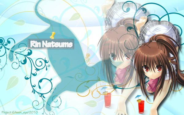Anime picture 1920x1200 with little busters! key (studio) natsume rin highres red eyes brown hair wide image
