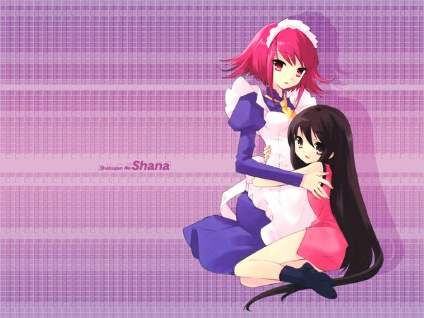 Anime picture 1024x768 with shakugan no shana j.c. staff shana wilhelmina carmel itou noiji multiple girls official art jpeg artifacts girl 2 girls