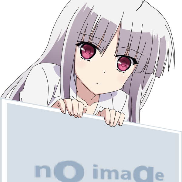 Anime picture 850x850 with absolute duo 8bit pixiv yurie sigtuna mugen ouka single long hair fringe simple background white background looking away ahoge pink eyes grey hair open collar vector no image girl