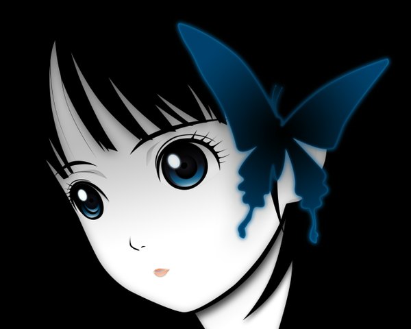 Anime picture 1280x1024 with hell girl studio deen mikage yuzuki black background close-up blending