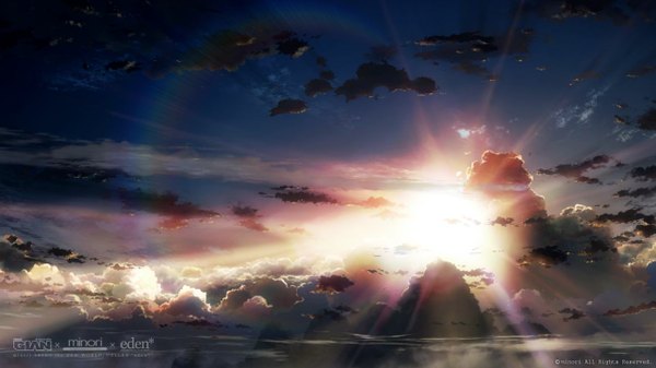 Anime picture 1280x720 with eden* minori wide image sky cloud (clouds) evening sunset landscape scenic
