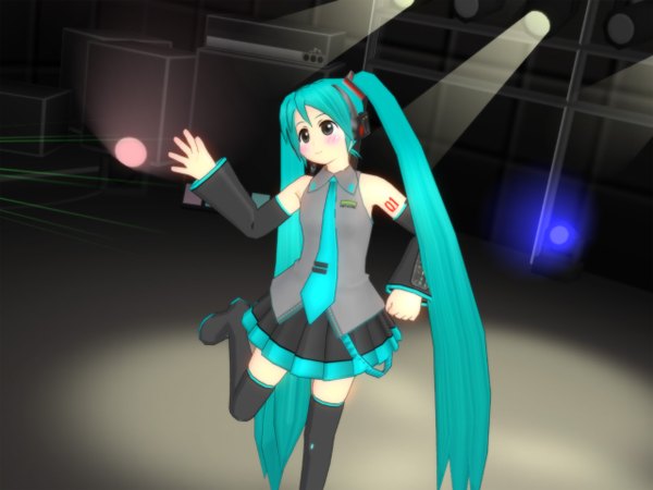 Anime picture 1280x960 with vocaloid hatsune miku 3d mikumikudance girl