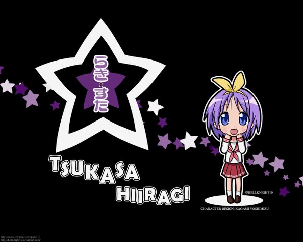 Anime picture 1280x1024 with lucky star kyoto animation hiiragi tsukasa hellknight10 black background girl