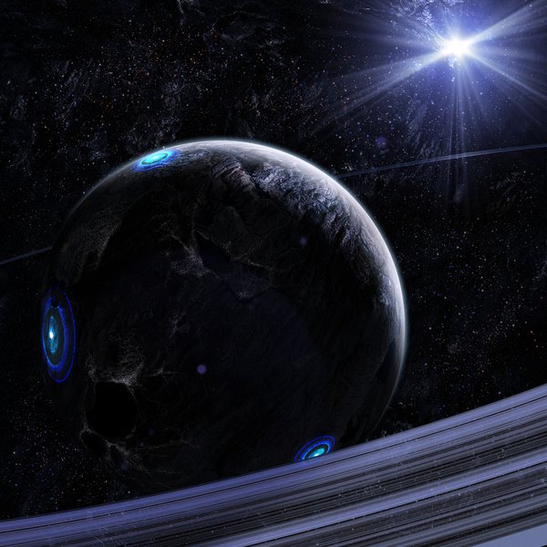 Anime picture 2000x2000 with original tadp0l3 highres light no people scenic space science fiction star (stars) planet