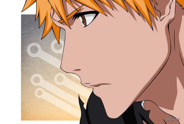 Anime picture 3510x2363 with bleach studio pierrot kurosaki ichigo morrow single highres short hair brown eyes absurdres orange hair close-up boy