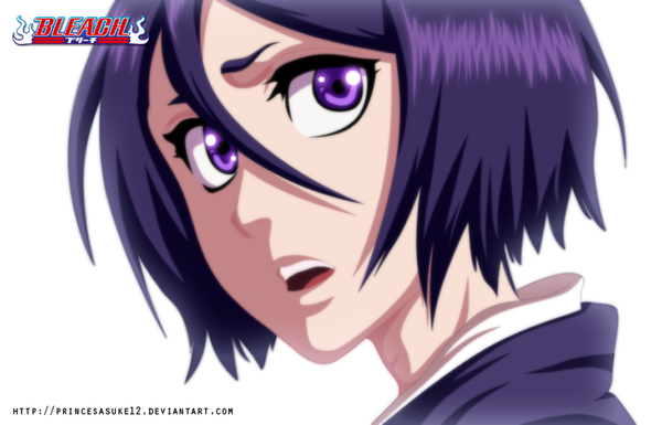 Anime picture 1000x643 with bleach studio pierrot kuchiki rukia akira-12 single short hair open mouth white background purple eyes purple hair japanese clothes looking back inscription coloring portrait close-up face girl kimono