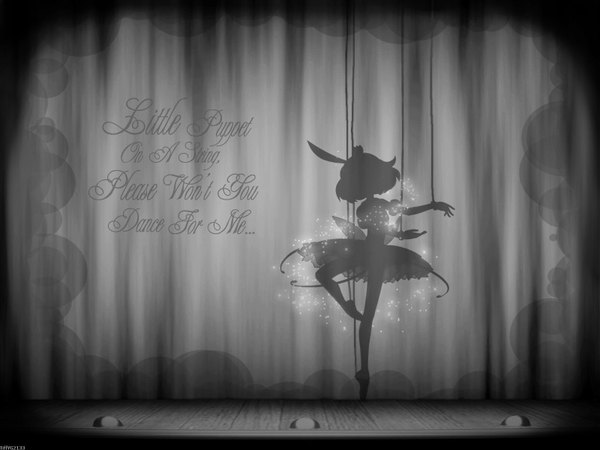 Anime picture 1600x1200 with princess tutu ahiru arima princess tutu (character) ahiru short hair inscription shadow wallpaper monochrome silhouette dancing see-through silhouette ballet theater girl hair ornament ribbon (ribbons) doll (dolls) scene