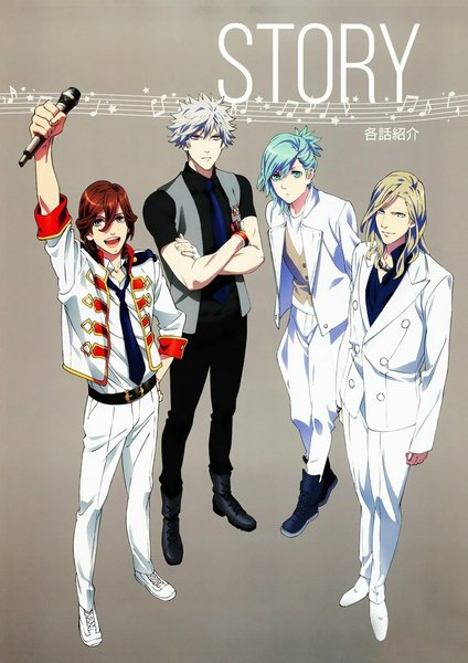 Anime picture 723x1024 with uta no prince-sama a-1 pictures mikaze ai kurosaki ranmaru kotobuki reiji camus long hair tall image looking at viewer short hair open mouth blue eyes blonde hair brown hair standing purple eyes brown eyes green eyes pink eyes aqua eyes