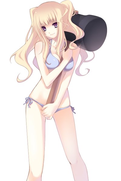 Anime picture 1024x1536 with original nana mikoto single long hair tall image blue eyes light erotic blonde hair simple background white background girl swimsuit bikini
