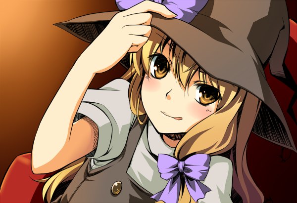 Anime picture 1200x822 with touhou kirisame marisa tagme (artist) blonde hair yellow eyes witch girl witch hat