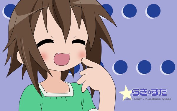 Anime picture 1920x1200 with lucky star kyoto animation kusakabe misao highres wide image teeth fang (fangs) girl
