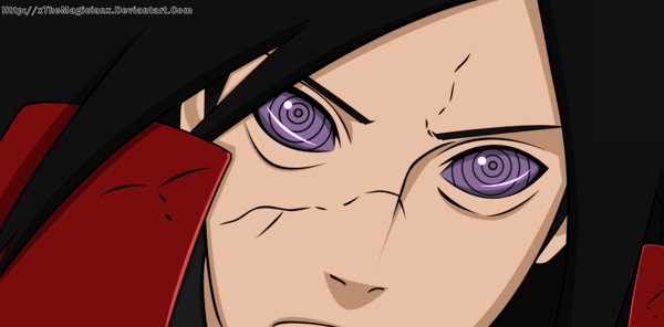 Anime picture 1652x816 with naruto studio pierrot naruto (series) uchiha madara xthemagicianx single long hair black hair wide image purple eyes coloring close-up face rinnegan boy