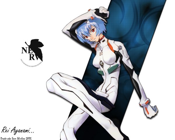 Anime picture 1280x1024 with neon genesis evangelion gainax ayanami rei white background nerv pilot suit