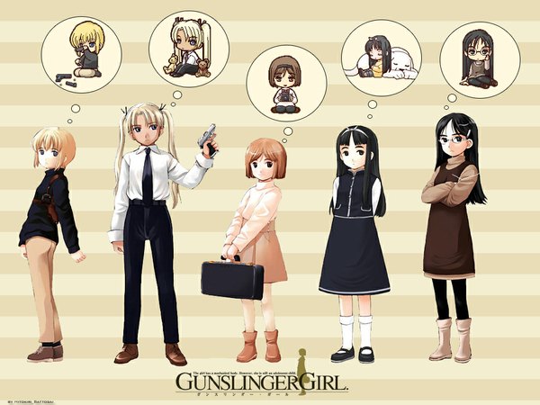 Anime picture 1024x768 with gunslinger girl madhouse triela henrietta (gunslinger girl) rico claes angelica gun