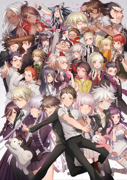 Anime picture 848x1200 with dangan ronpa super dangan ronpa 2 kirigiri kyouko enoshima junko nanami chiaki monokuma celestia ludenberg komaeda nagito maizono sayaka monomi tsumiki mikan naegi makoto fukawa touko mioda ibuki hinata hajime asahina aoi sonia nevermind pekoyama peko fujisaki chihiro togami byakuya