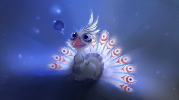 Anime picture 1920x1080 with kung fu panda lord shen apofiss single highres wide image animal bird (birds) bubble (bubbles) peacock