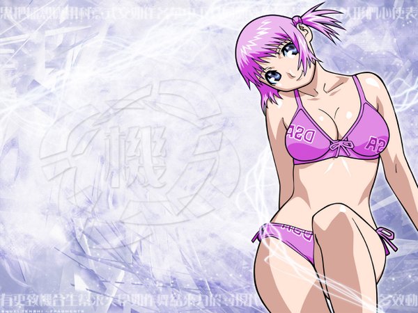 Anime picture 1280x960 with mezzo forte arms corporation suzuki mikura light erotic purple background swimsuit bikini