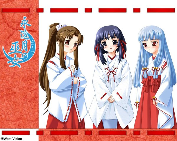 Anime picture 1024x819 with towaduki no miko traditional clothes japanese clothes miko chihaya (clothing) tagme