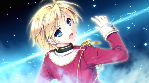 Anime picture 1920x1080 with hello lady akatsuki-works katsuragi sorako single highres short hair open mouth blue eyes blonde hair wide image game cg magic girl uniform school uniform