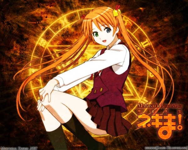 Anime picture 1280x1024 with mahou sensei negima! kagurazaka asuna twintails heterochromia tagme