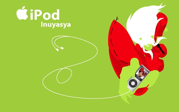 Anime picture 1280x800 with inuyasha ipod wide image silhouette green background