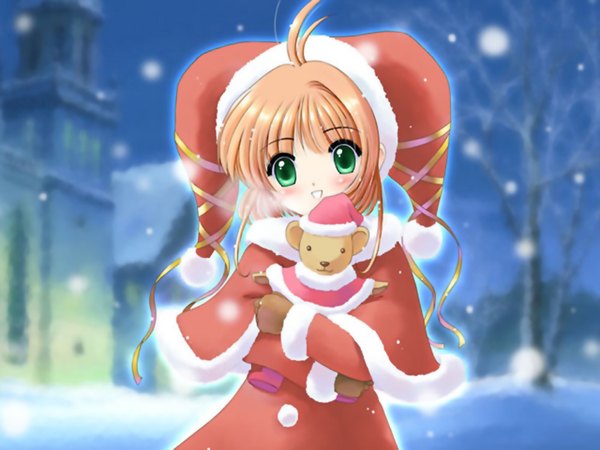 Anime picture 1600x1200 with card captor sakura clamp kinomoto sakura christmas bear