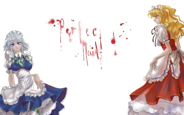 Anime picture 1680x1050 with touhou izayoi sakuya yumeko soemy wide image white background girl