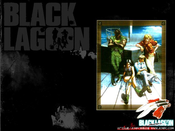Anime picture 1024x768 with black lagoon madhouse revy (black lagoon) okajima rokuro dutch (black lagoon) benny (black lagoon)