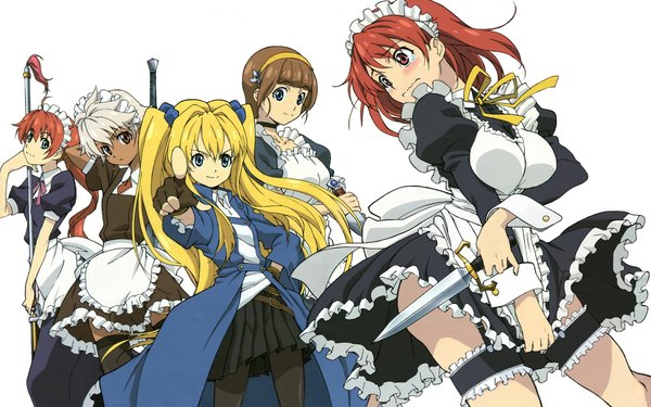 Anime picture 1920x1200 with seiken no blacksmith cecily cambell charlotte e firobisher doris (seiken no blacksmith) margot (seiken no blacksmith) penelope (seiken no blacksmith) highres wide image white background