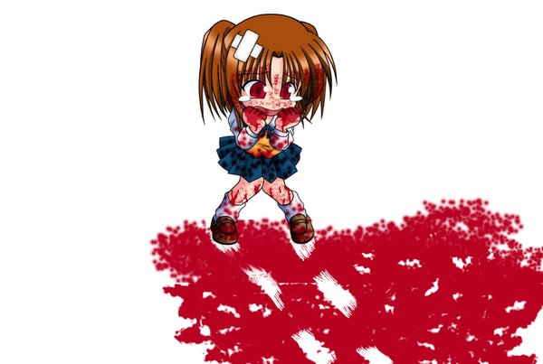 Anime picture 3900x2625 with shingetsutan tsukihime type-moon yumizuka satsuki highres chibi blood