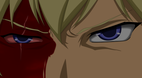 Anime picture 1600x885 with corpse party yoshiki kishinuma flowerinhell single looking at viewer short hair blue eyes blonde hair wide image scar close-up face boy blood