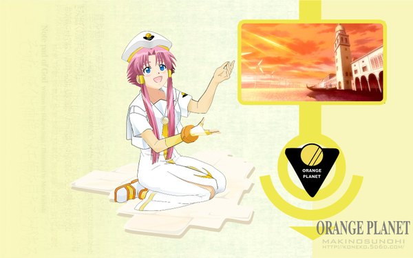 Anime picture 1680x1049 with aria mizunashi akari wide image orange background
