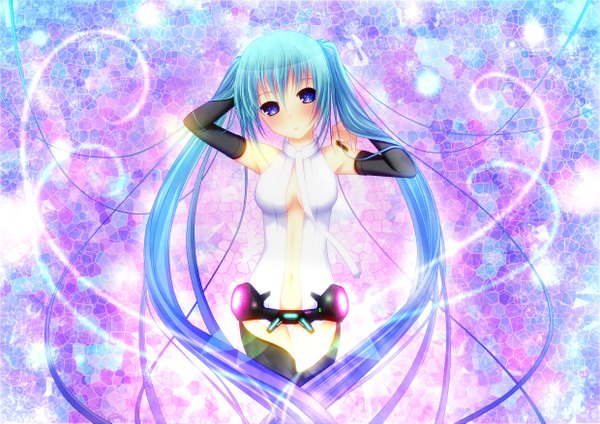 Anime picture 2480x1753 with vocaloid hatsune miku highres blue eyes green hair girl
