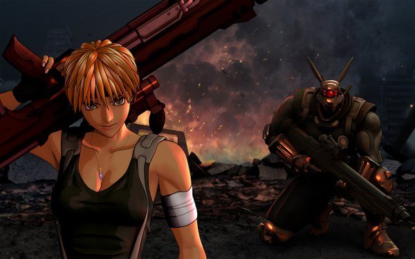 Anime picture 1440x900 with appleseed deunan knute briareos hecatonchires wide image