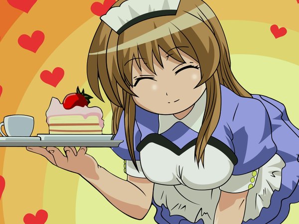 Anime picture 1600x1200 with pani poni dash! momose kurumi waitress sweets cake tagme