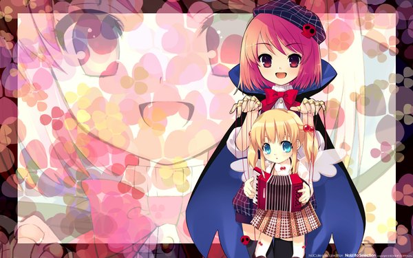Anime picture 1920x1200 with itou noiji highres blonde hair wide image red hair loli wings puppet