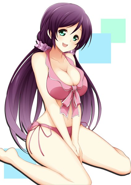 Anime picture 716x1011 with love live! school idol project sunrise (studio) love live! toujou nozomi jampen single long hair tall image blush breasts open mouth blue eyes light erotic large breasts cleavage purple hair girl swimsuit bikini