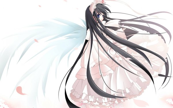 Anime picture 1680x1050 with natsume eri wide image white background angel wings