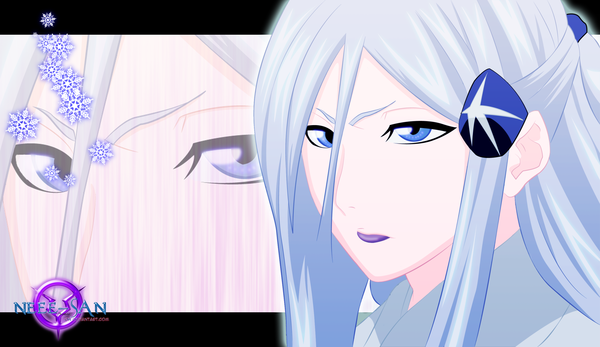 Anime picture 2848x1650 with bleach studio pierrot sode no shirayuki neee-san single long hair highres blue eyes wide image white hair lips coloring portrait face zoom layer girl