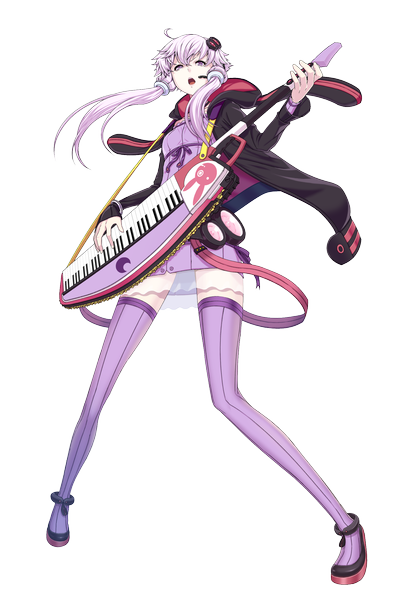 Anime picture 1582x2356 with vocaloid yuzuki yukari popepe single long hair tall image open mouth twintails purple eyes purple hair open clothes open jacket low twintails transparent background girl thighhighs hair ornament hair tubes