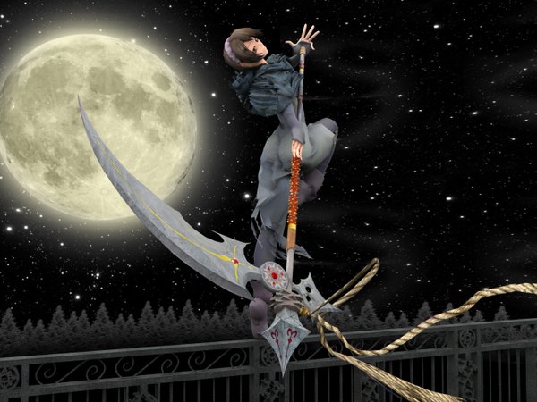 Anime picture 1365x1024 with original 3d moon scythe tagme