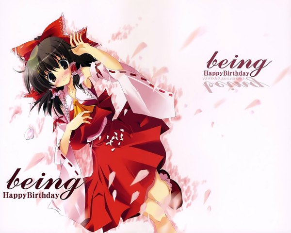 Anime picture 1280x1024 with touhou hakurei reimu japanese clothes miko girl skirt skirt set